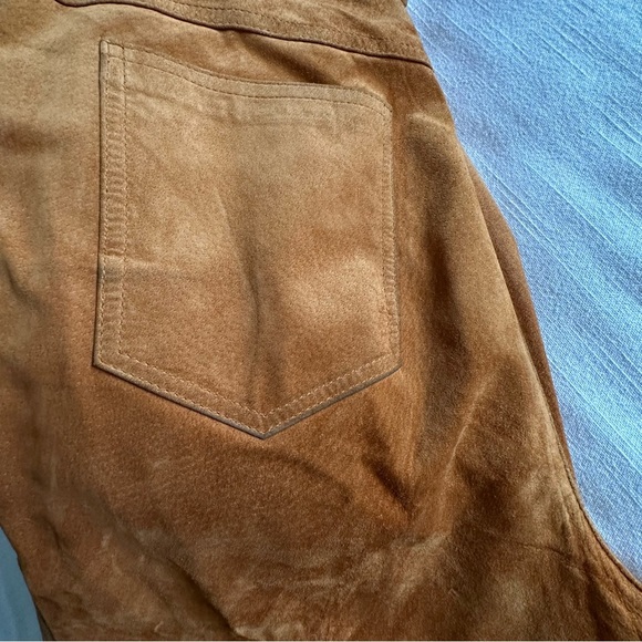 Vintage Design Assets Pants Womens 12 Suede Leather Straight Lined 90s Western - Picture 12 of 14